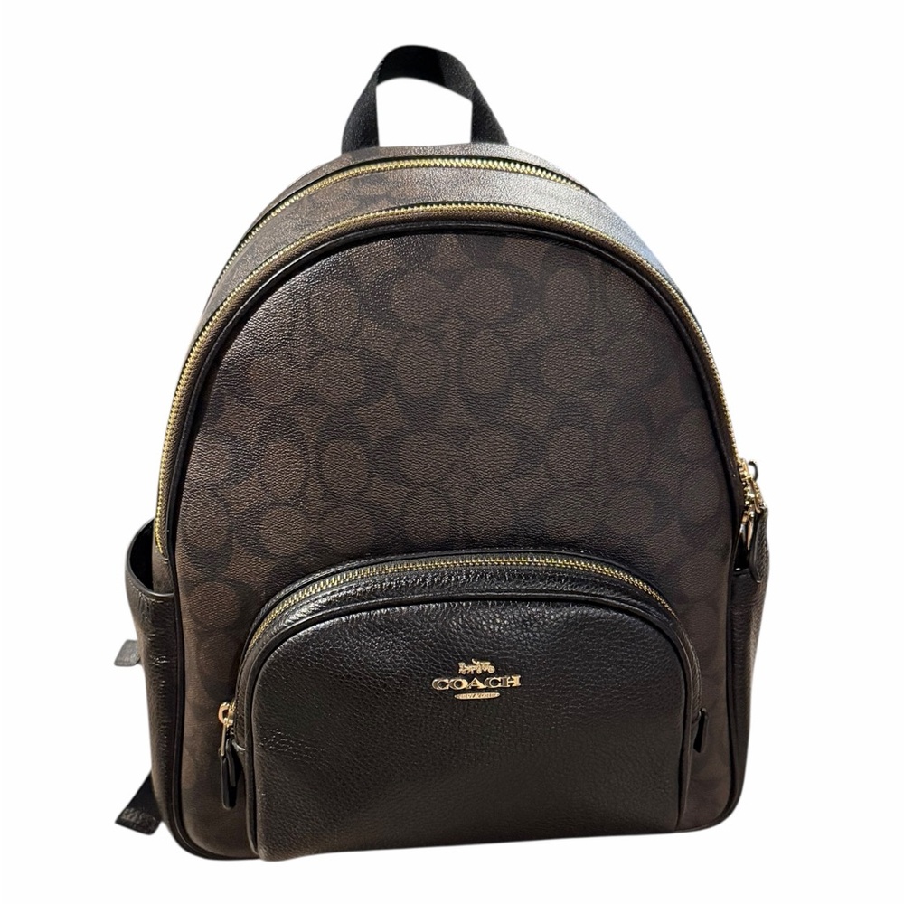 Coach Court Backpack Black Brown Signature Canvas 5671 - Picture 2 of 15